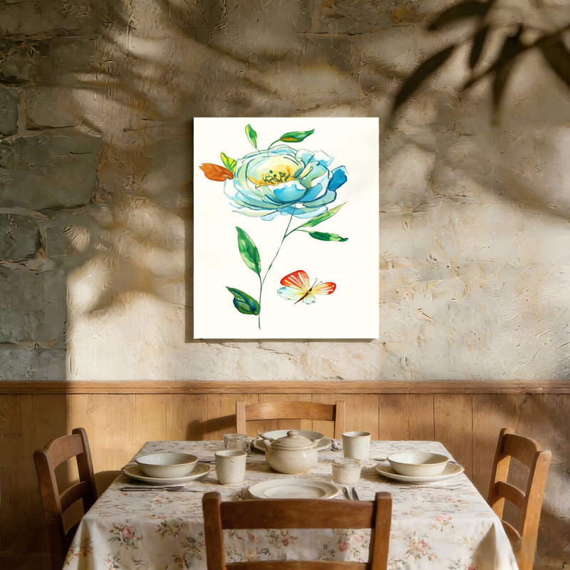 Art mural chic, rose moderne et bleu délavé, L 36 po x l 24 po