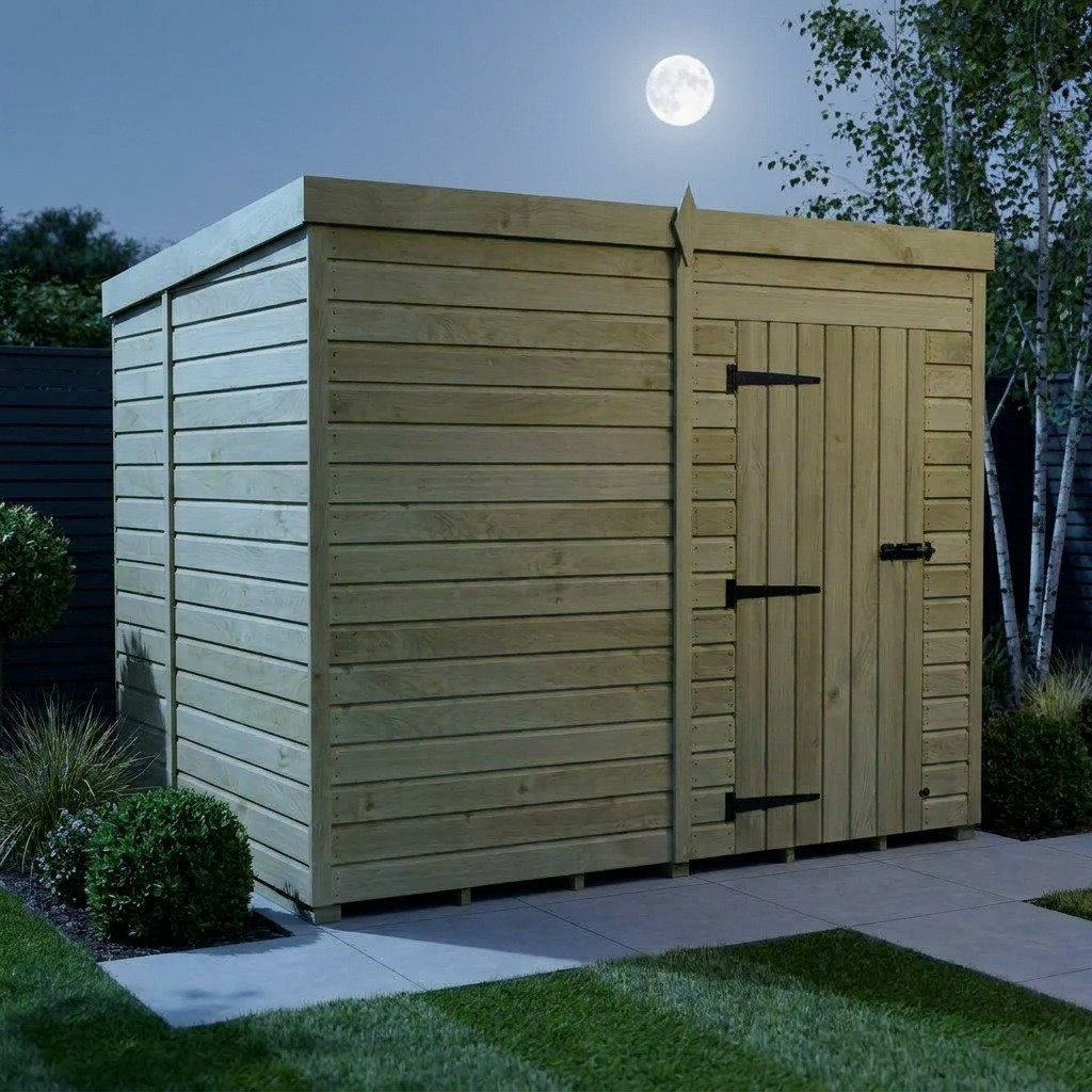 Total Sheds 6ft x 8ft Pent Garden Shed - Single Door - No Windows - Pressure Treated Timber - UK Manufactured