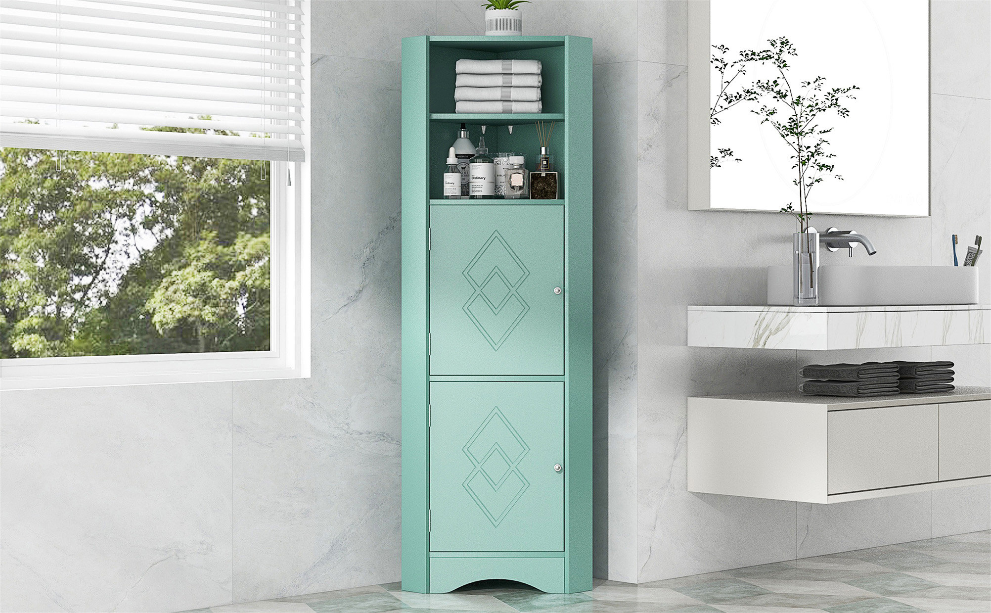 Red Barrel Studio Tall Bathroom Corner Cabinet, Freestanding Storage Cabinet With Doors And ...