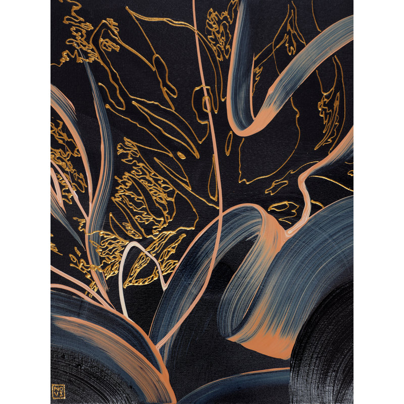 Orris par Novi Lim - Peinture, H 21,2 po x l 17,2 po, Papier avec cadre noir
