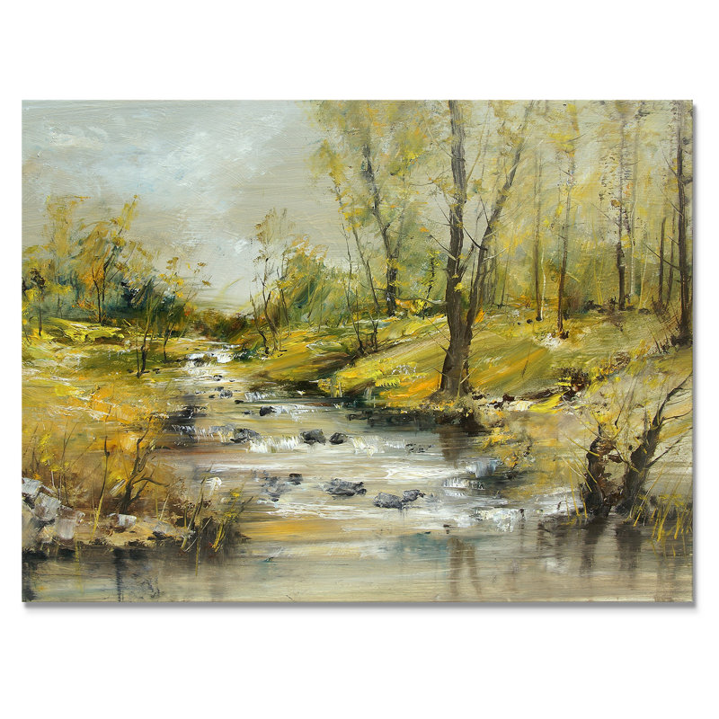 «Summer River Landscape», reproduction sur toile flottante, H 30 po x l 40 po x P 1,5 po, Toile tendue