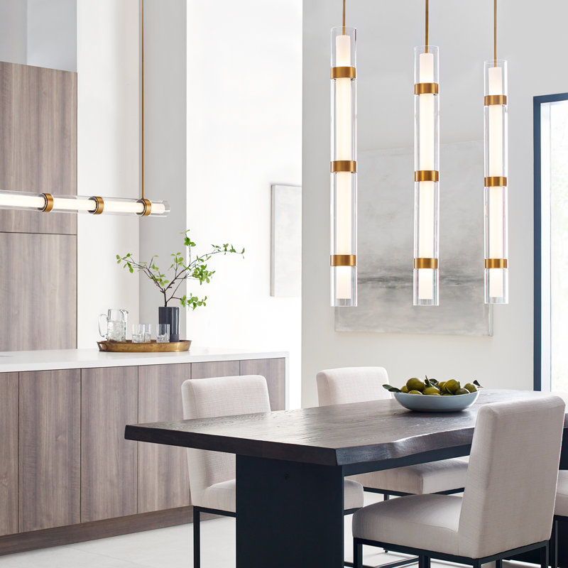 Wit 1 - Light Pendant, Aged Brass, 41.9" H x 6" W x 6" D