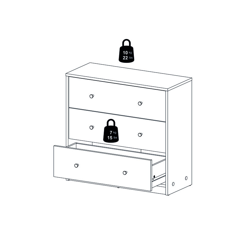 Clanton 28.50'' W 3 - Drawer Dresser, White