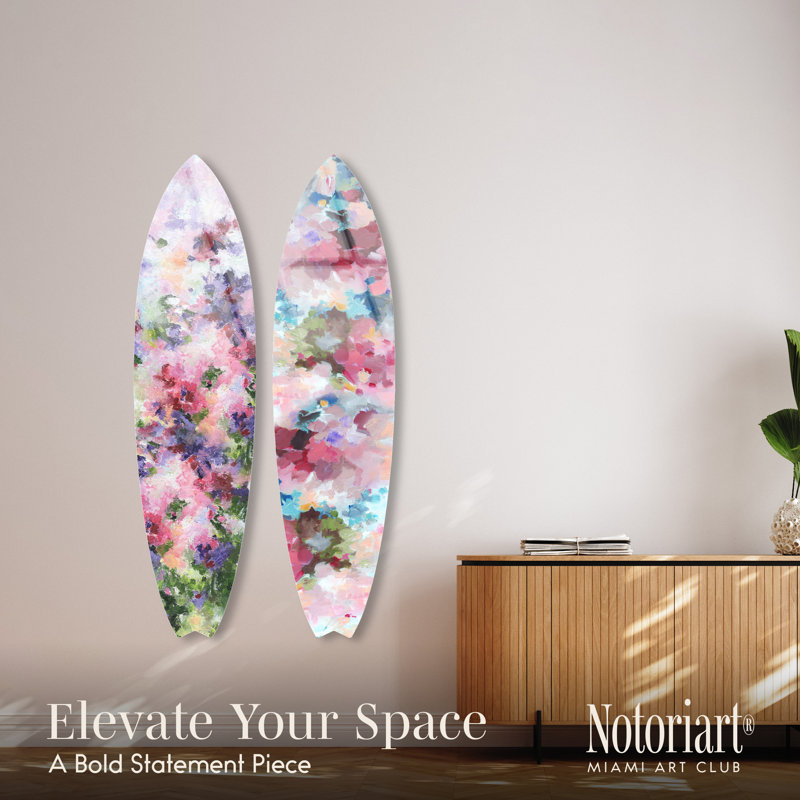«Elegant Colors Surfboard Set», art mural acrylique côtier par Notoriart