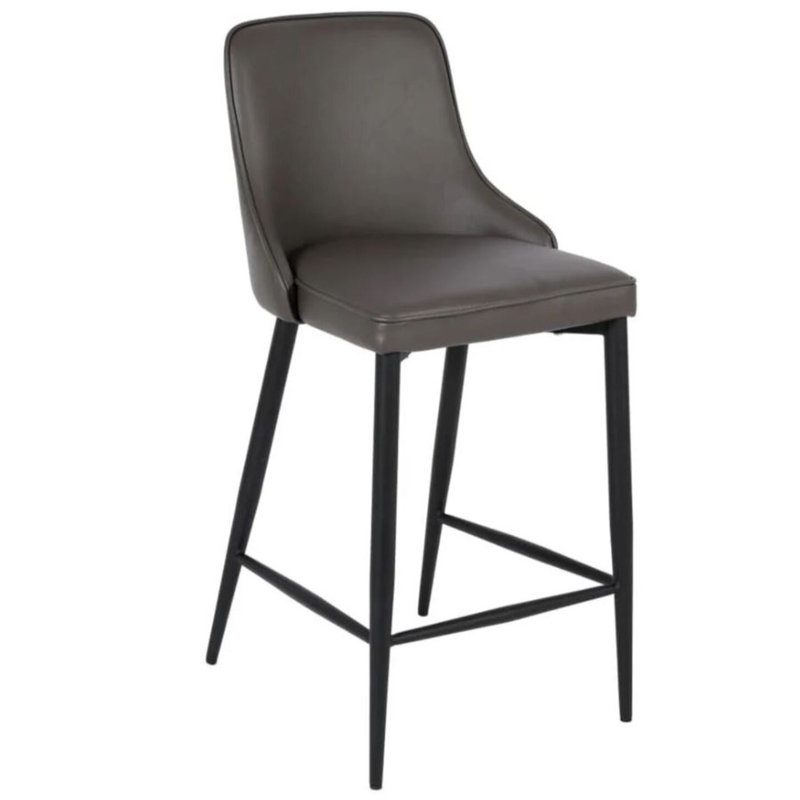 Tabouret en similicuir Rocha, Gris