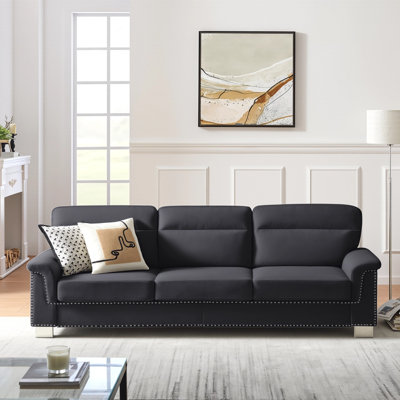 82" Modern Compressed Snowfleece Fabric 3-Seater Sofa