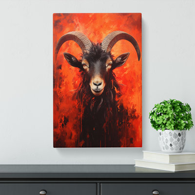 Goat Action Painting Art - Wrapped Canvas
