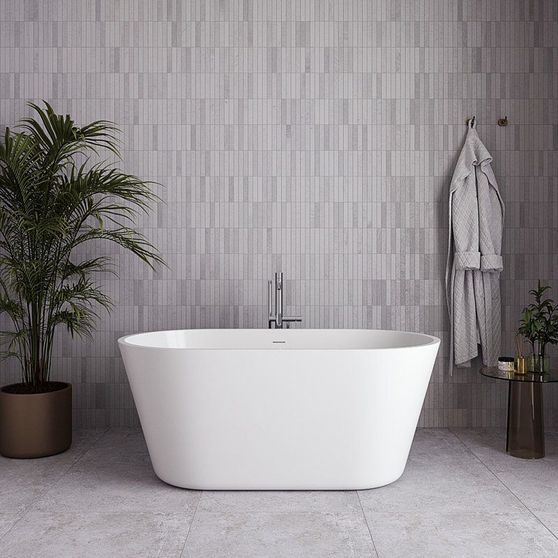 54" Streamline Soaking Freestanding Tub With Internal Drain, Polished Chrome