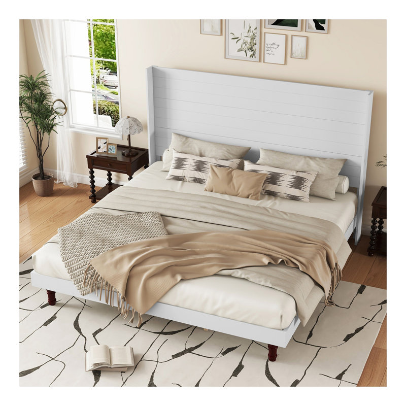 Lit de tête de lit haut de style, tête de lit haute de 54 po, haute qualité, dossier haut confortable, idéal pour la lecture ou la détente, très grand lit, blanc
