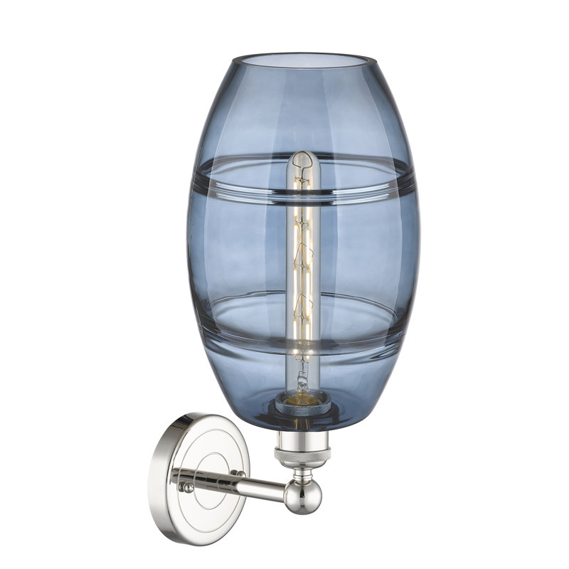 Applique murale en acier Bettylou, H 12,13 po x l 8 po x P 8,5 po, Bleu princesse, Nickel poli