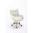 Velvet Fabric 360 Swivel Home Office Chair With Gold Metal Base And Universal Wheels,Ivory-521083478