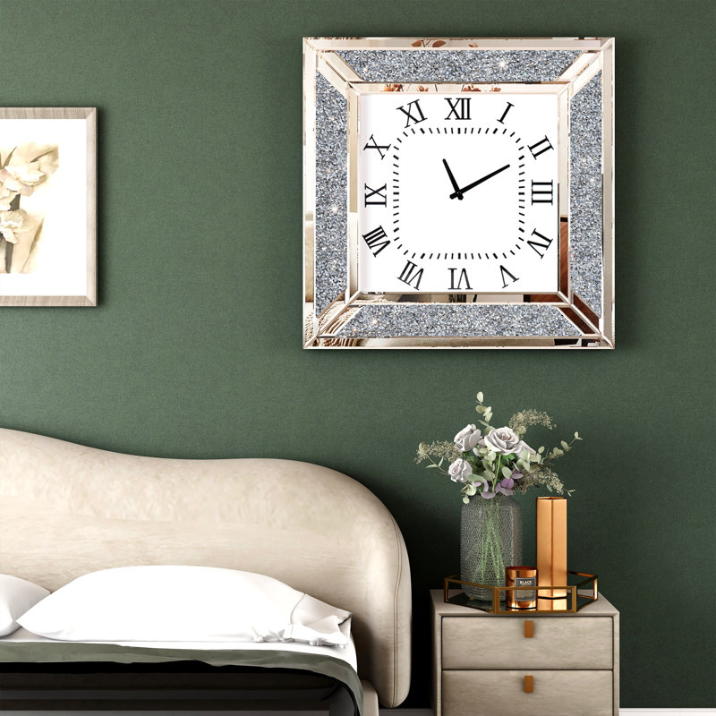Shyfoy 60x60cm  Wall Clock  Square Glass Diamond  Accent Clock
