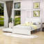 Lit double à baldaquin en bois avec lit gigogne simple et pieds centraux