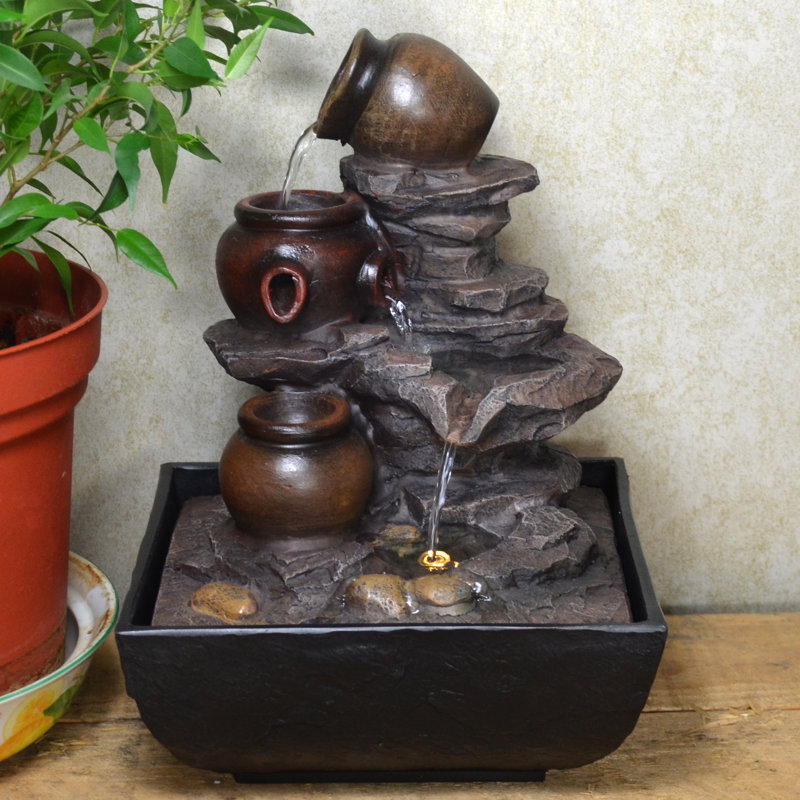 Skelly Weather Resistant Rock Fountain with Light