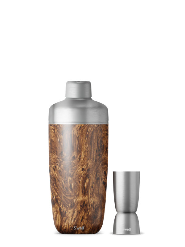 Teakwood Stainless Steel Cocktail Shaker Set with Jigger