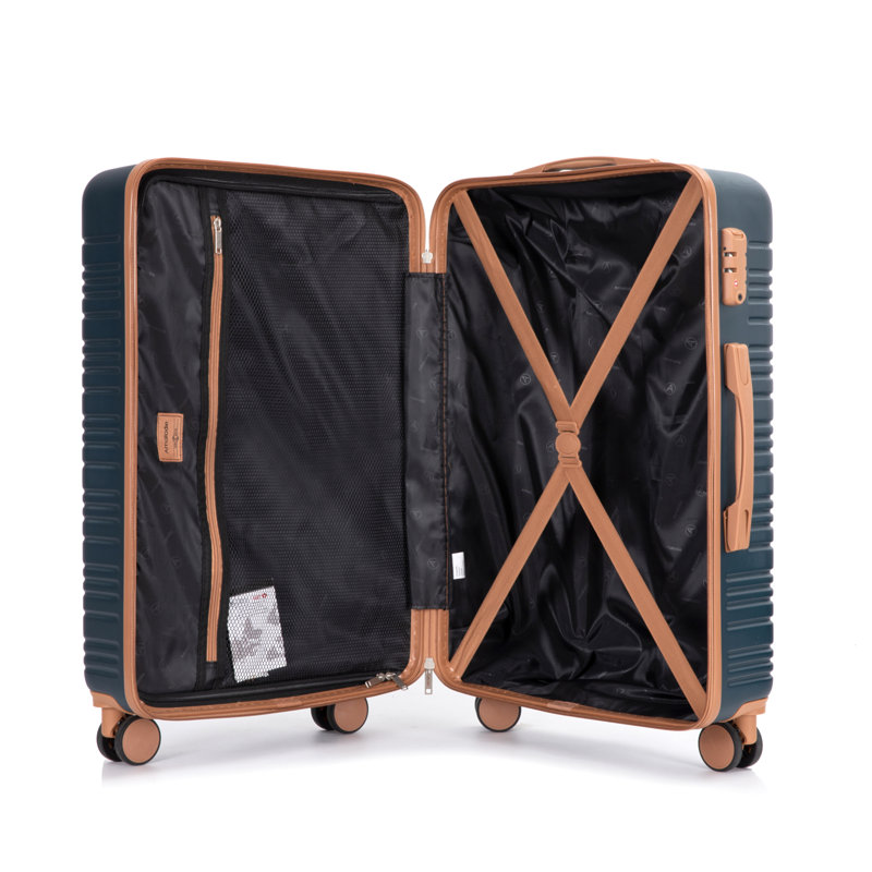 Ensemble de 5 pièces, valises rigides à roulettes en ABS avec serrure TSA Valise de bagage à main de couleur assortie, Green
