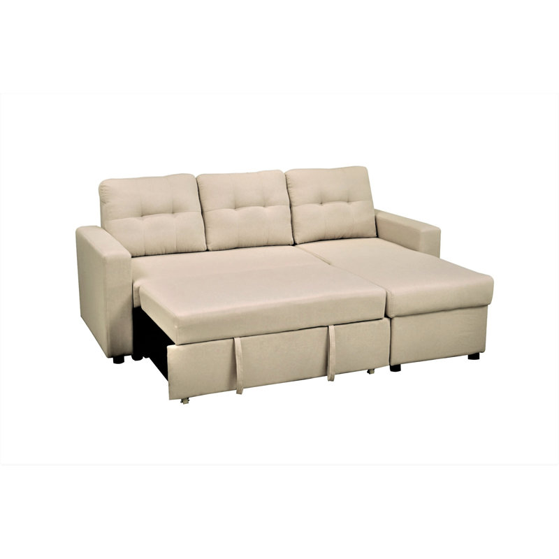 Canapé-lit modulaire convertible en L, Polyester beige