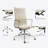 Cream Genuine Leather Office Chair With Aluminum Frame, Computer Desk Chair-1225760891