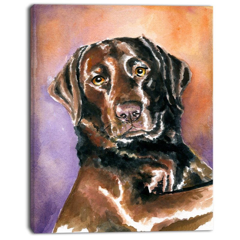 « brown dog aquarelle », reproduction d’art sur toile tendue, H 40 po x l 30 po x P 1 po