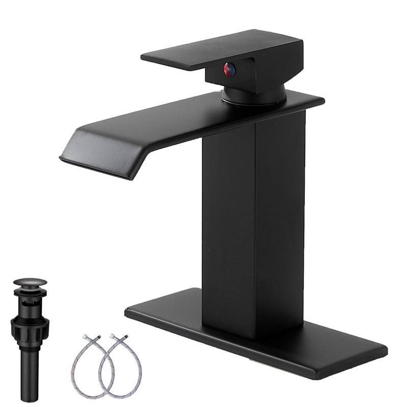 Single-handle Bathroom Faucet with Drain Assembly, Matte Black