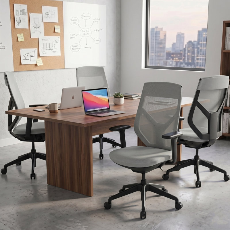  Chaise de bureau ergonomique avec accoudoirs 3D, chaise d'ordinateur en filet respirant avec dossier réglable, chaise de bureau avec coussin épais pour le bureau personnel et l'utilisation commerciale