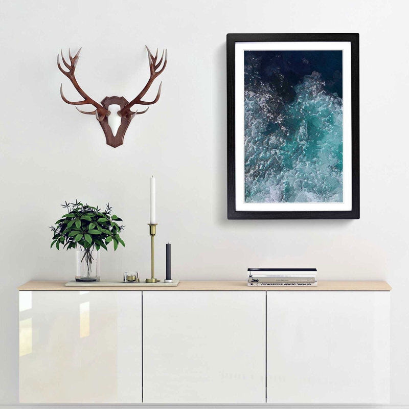 Marbled Waters - Framed Print, 65cm H x 48cm W x 2cm D, Black Framed