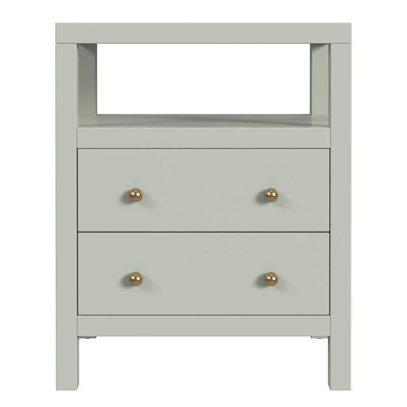 Nora 2-Drawer Nightstand, Sage Green