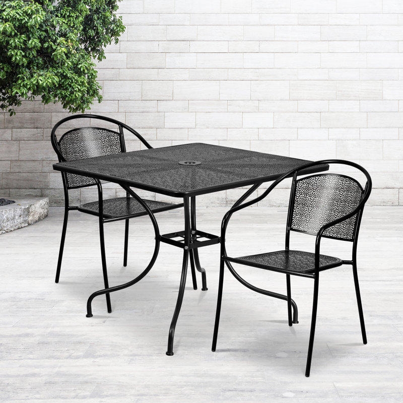 Ensemble de table de patio intérieur / extérieur 35,5 po Ledoux, Noir