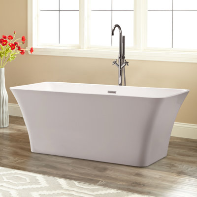 66.9" x 29.5" Freestanding Soaking Acrylic Bathtub