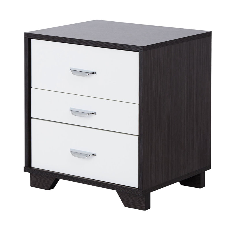 Table d'appoint polyvalente blanche et noire avec 3 tiroirs rectangulaires