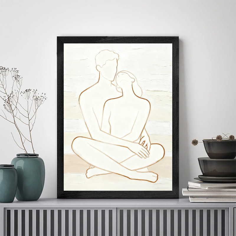 Art encadré noir encadrant des lignes de silhouette rétro, impressions de style rétro, H 37 po x l 25 po