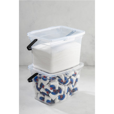 Ensemble de boîtes de rangement durables (2 pièces), blanc, 6,3 x 9,1 x 7,1 pouces | 100% plastique sans BPA, va au lave-vaisselle | Idéal pour organiser la maison, le bureau et la cuisine, peu encombrant, polyvalent et élégant