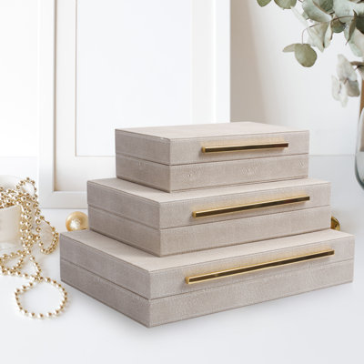 3 Piece Handmade Faux Leather Decorative Box Set