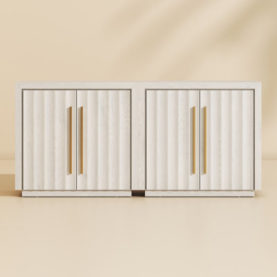 Set of 2 Modular Sideboard with Storage & Adjustable Shelves, White Sand by Latitude Run