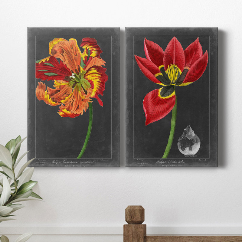 «Midnight Tulip I», ensemble de 2 reproductions d'art sur toile tendue, H 60 po x l 80 po x P 2 po