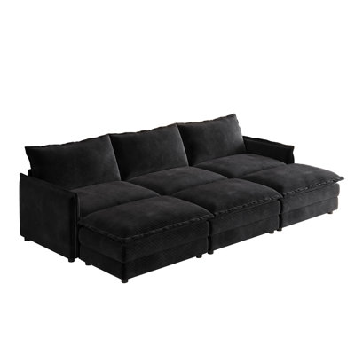 Canapé surdimensionné en velours côtelé polyvalent avec repose-pieds réglables pour toutes les pièces