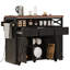 Îlot de cuisine 46,5 po, décoration drapée perlée, bloc d'alimentation, 3 tiroirs, portes, tablette interne en fer, îlot noir avec perles, abattant, tablettes réglables,-1309084735