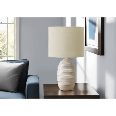 Lighting, 17"h, Table Lamp, Ceramic, Beige Shade, Contemporary, Modern