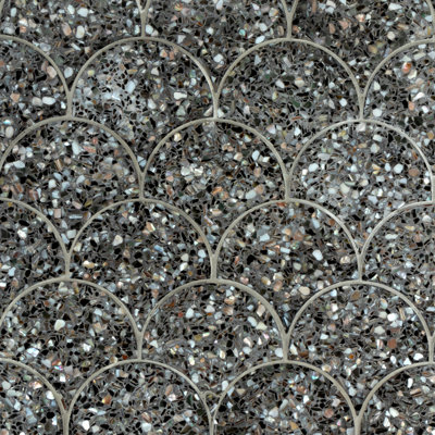 Carreau de mosaïque gris anthracite en coquille de poisson nacre 5,28 "x 5,64"