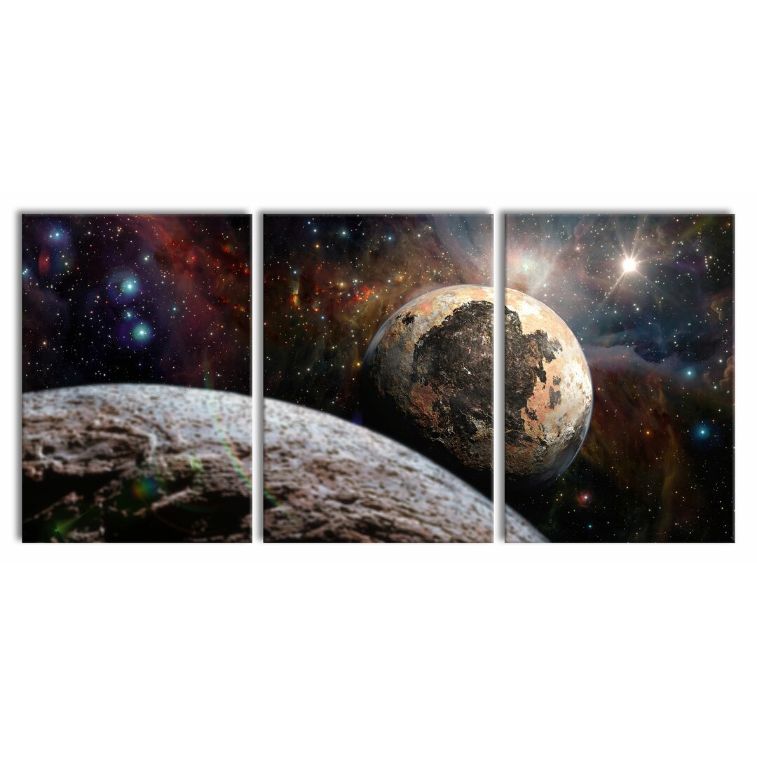 3-tlg. Leinwandbilder-Set Alien Planets in Space