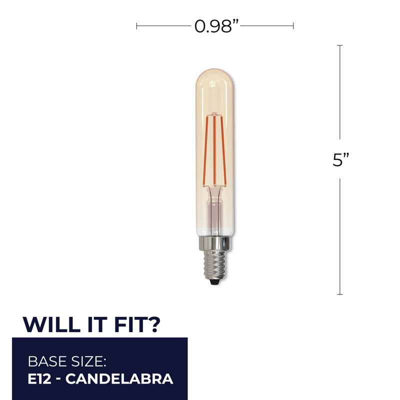 Ampoule à DEL à intensité variable de 4,5 watts (équivalent à 40 watts) à DEL T8, culot E12 / candélabre (2100K)