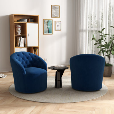 Kehr Velvet Swivel Barrel Chair