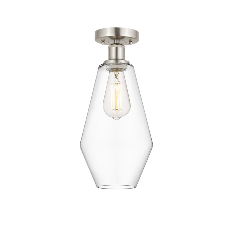 Amylea Glass Semi Flush Mount, Clear, Brushed Satin Nickel