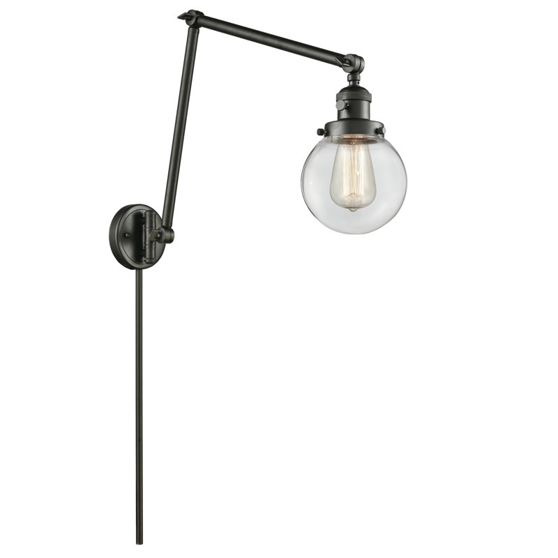Chippewa Plug-in Swing Arm Sconce, LED, Clear, Polished Nickel