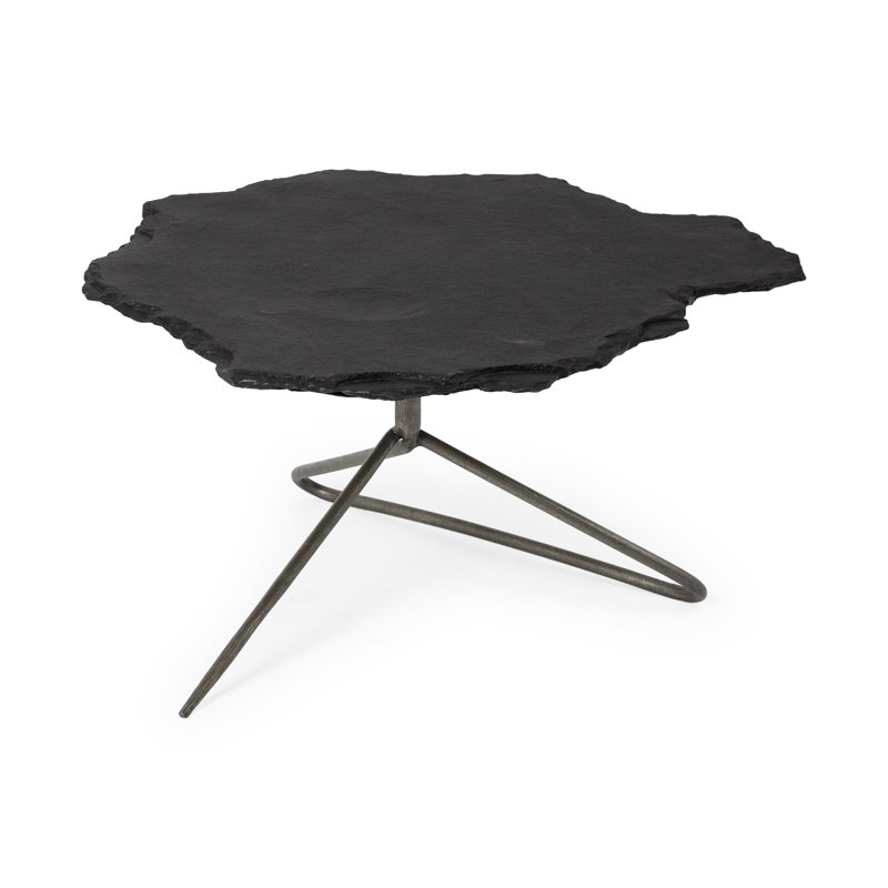 Table basse avec cadre en fer noir ardoise