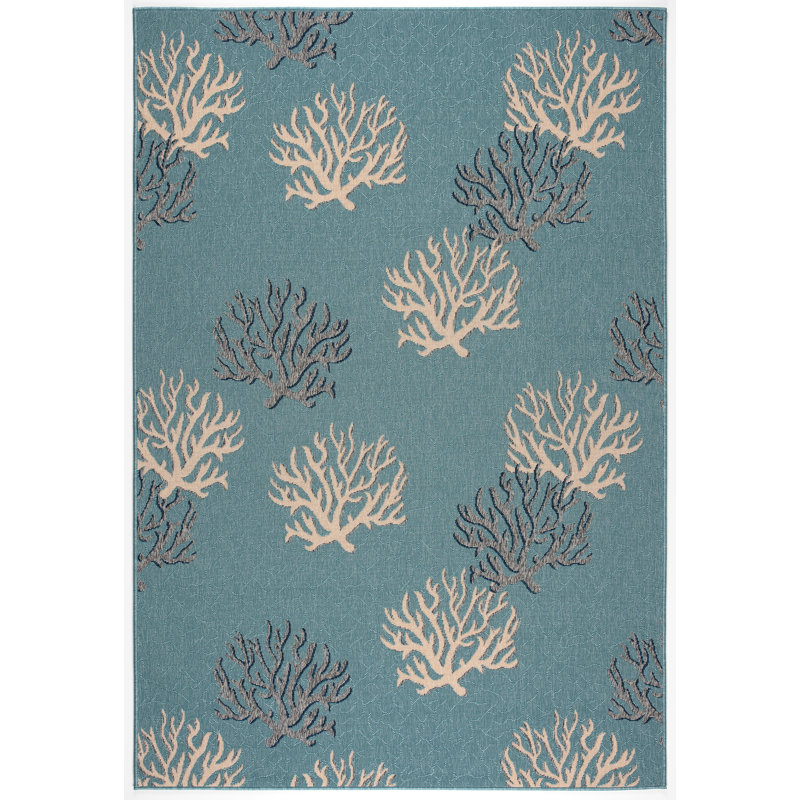 Tapis intérieur / extérieur bleu Holl, Rectangle 7 pi 10 po x 10 pi 2 po