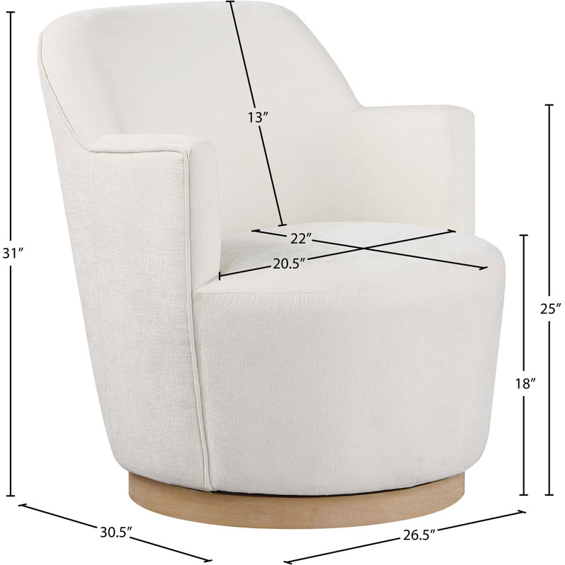 Hudnut Upholstered Swivel Armchair, Cream Chenille Fabric