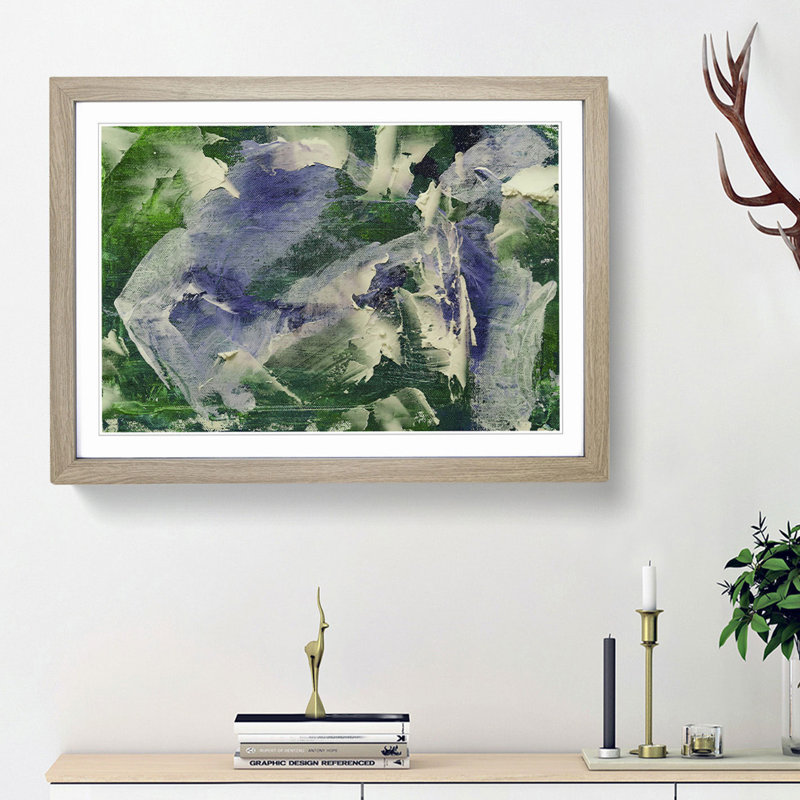 Abstract Art Painting Vol.184 by S.Johnson - Picture Frame Painting Print, 62cm H x 87cm W x 2cm D, Oak Framed