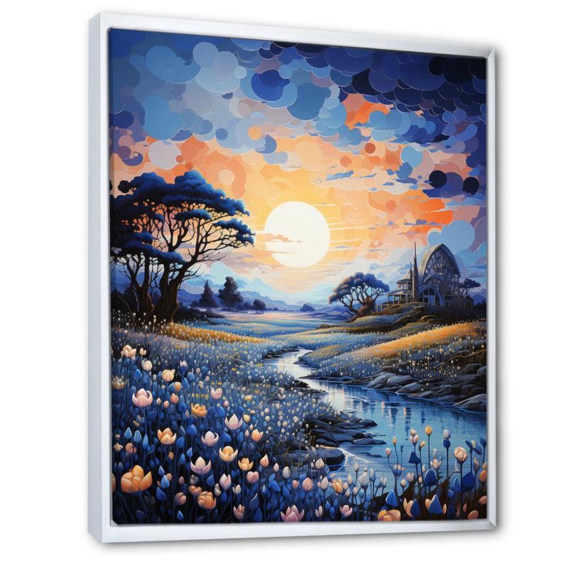 «Blue Bonnet Bliss Field V», reproduction d'art sur toile florale, H 20 po x l 12 po x P 1 po, Cadre flottant blanc