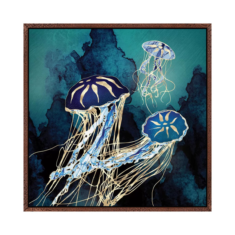Metallic Jellyfish III 1 Piece Wall Art on Canvas, 66.04 cm H x 66.04 cm W, Brown Framed